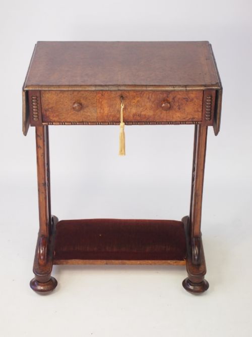fig 1. Victorian Burr Walnut Drop Leaf Side Table