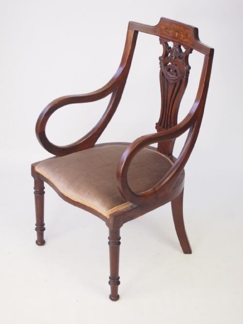 fig 1. Small Edwardian Mahogany & Inlaid Armchair