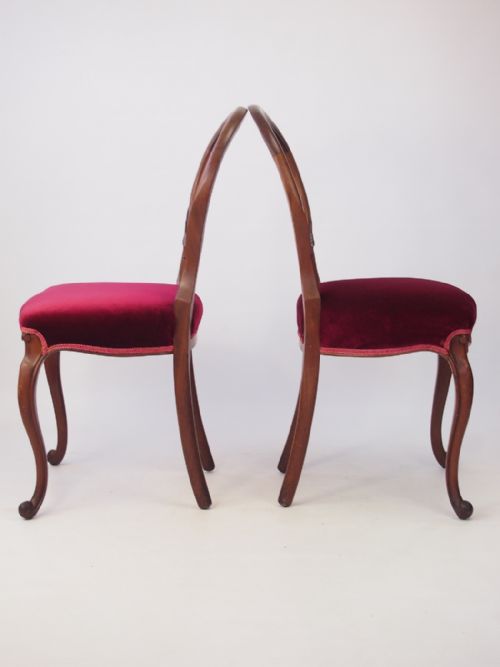 fig 1. Pair Victorian Walnut Balloon Back Chairs
