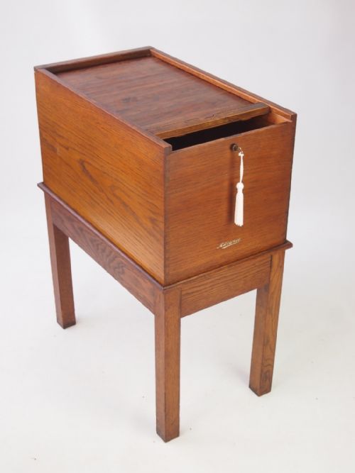Oak Tambour Top Filing Cabinet