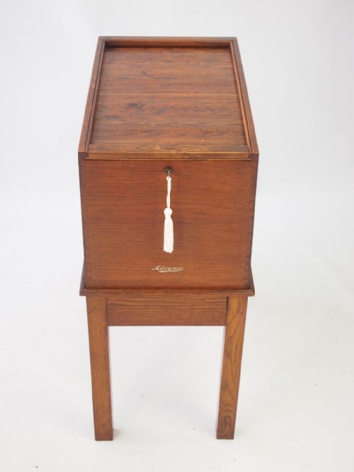 fig 1. Oak Tambour Top Filing Cabinet