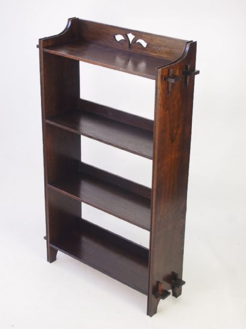 Edwardian Arts & Crafts Oak Open Bookcase