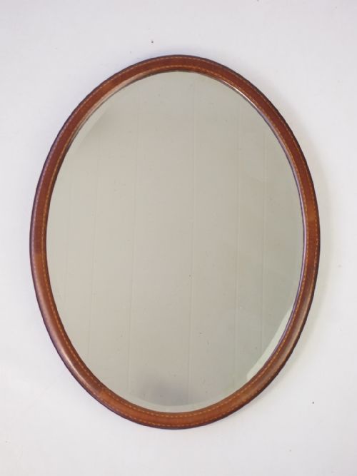 Small Edwardian Oval Mahogany Framed Mirror