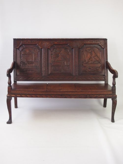 fig 1. 18th Century Carved Oak Settle