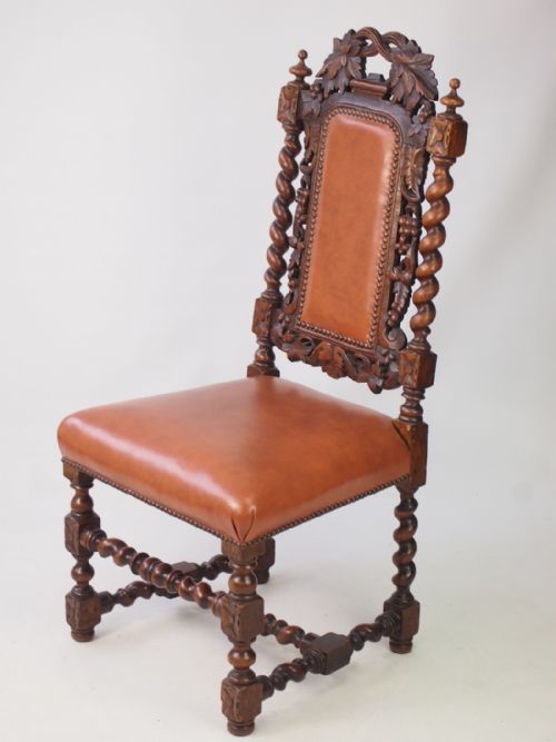 fig 1. Victorian Oak & Leather Gothic Desk Chair