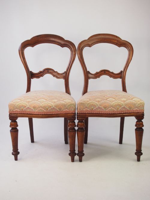 Pair Antique Victorian Balloon Back Chairs