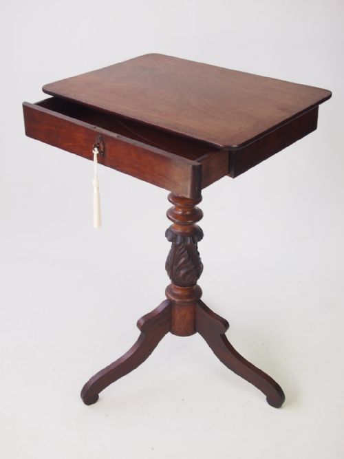 fig 1. Antique Mahogany Tripod Table with Drawer