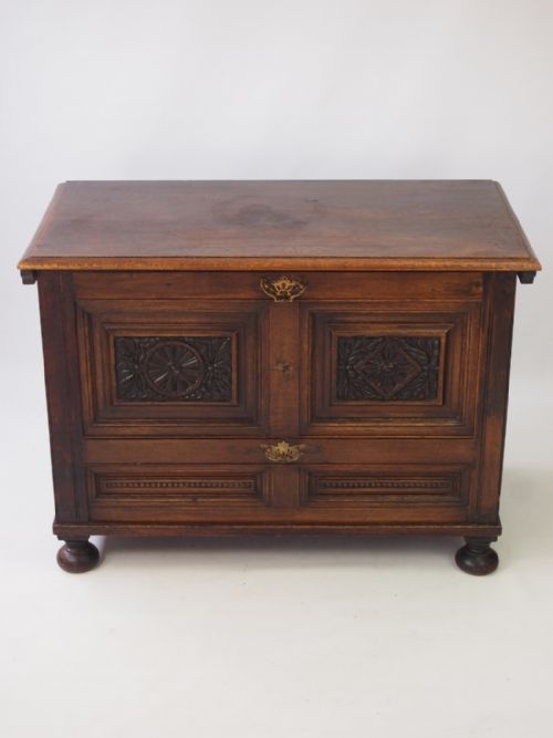 fig 1. Carved Oak Blanket Chest or Coffer