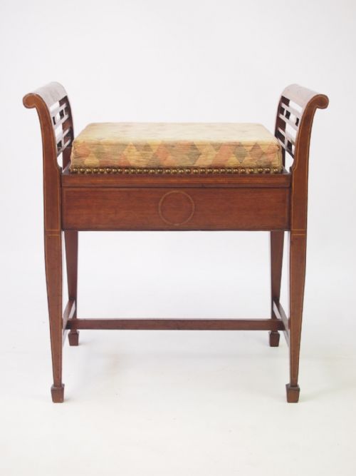 fig 1. Edwardian Mahogany & Inlaid Piano Stool