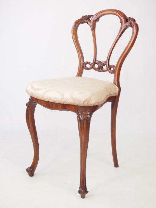 Small Victorian Walnut Balloon Back Chair