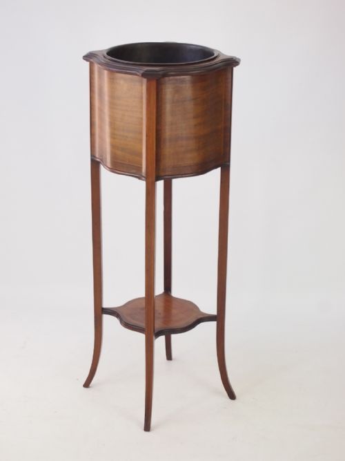 Edwardian Mahogany & Inlaid Jardinière or Plant Stand