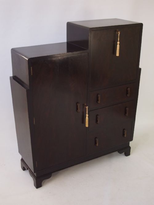 Art Deco Walnut Bureau Cabinet
