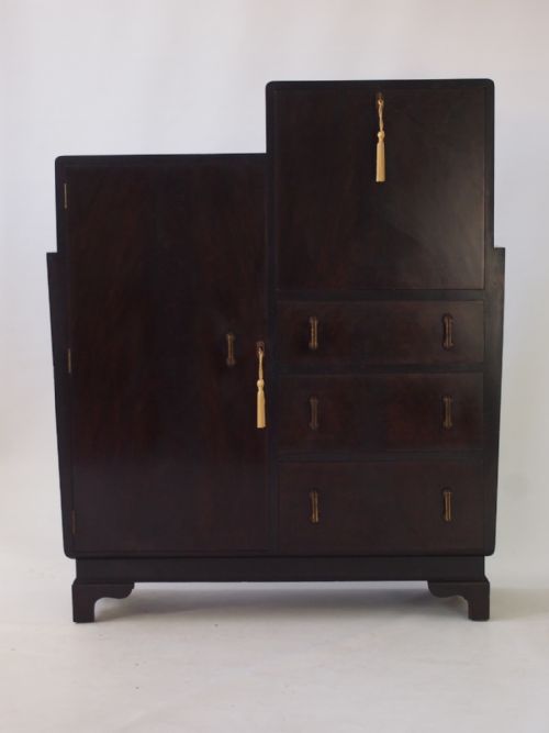 fig 1. Art Deco Walnut Bureau Cabinet