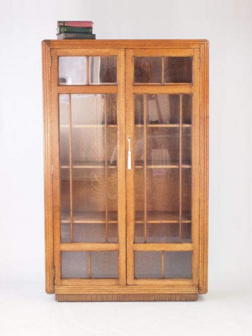Tall Art Deco Oak Bookcase