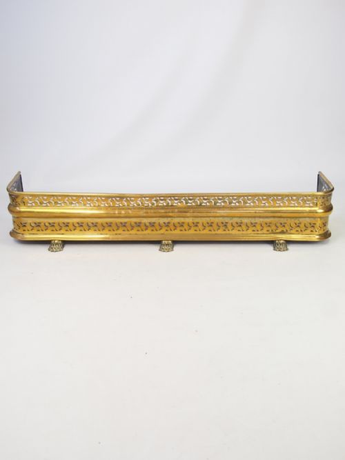 Victorian Brass Fire Fender with Lions Paw Feet