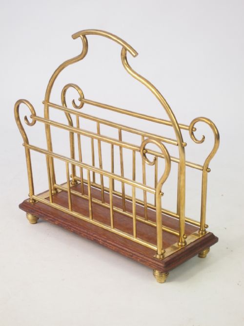 Edwardian Brass & Oak Newspaper Stand