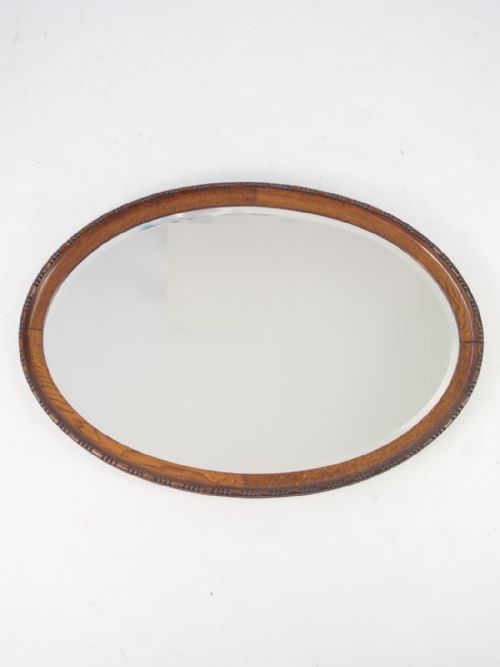 Oval Oak Framed Wall Mirror or Overmantle