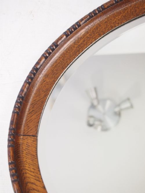 fig 1. Oval Oak Framed Wall Mirror or Overmantle