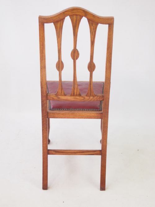 fig 1. Set 4 Edwardian Arts & Crafts Oak Dining Chairs