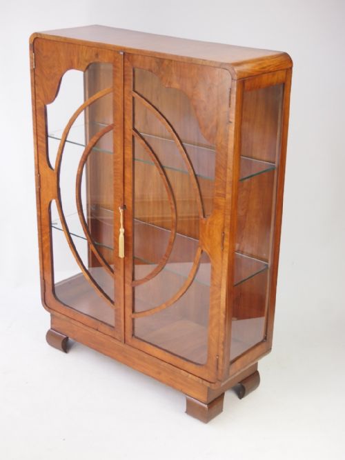 fig 1. Small Art Deco Walnut Display Cabinet