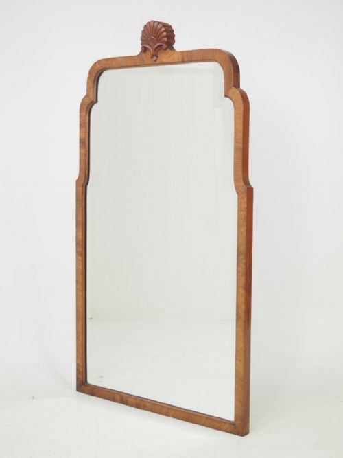 Walnut Framed Shell Carved Mirror