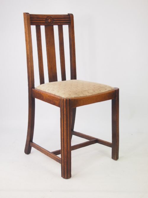 fig 1. Set 4 Art Deco Oak Dining Chairs