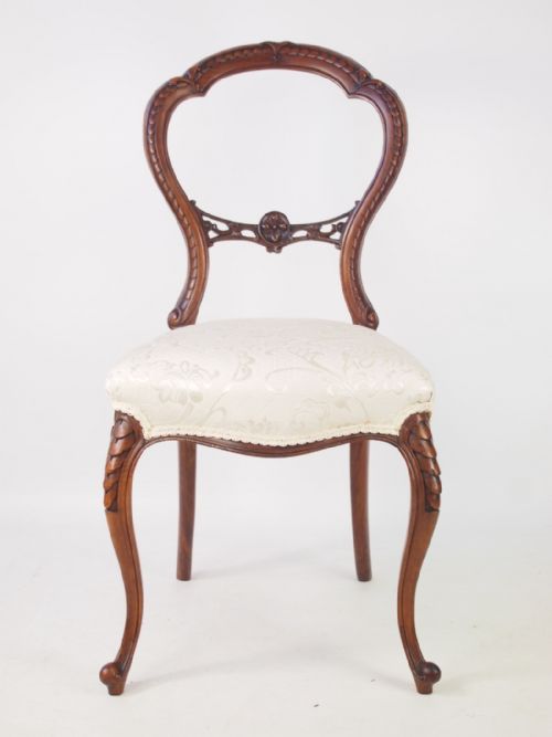 fig 1. Pair Victorian Walnut Balloon Back Chairs