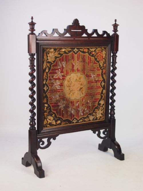 fig 1. Victorian Rosewood Needlework Fire Screen