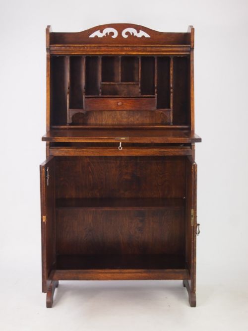 fig 1. Tall & Slim Edwardian Oak Bureau