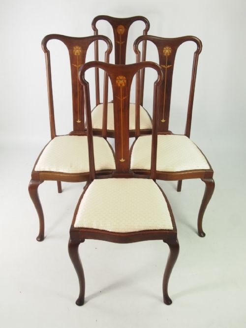 Set 4 Edwardian Art Nouveau Dining Chairs