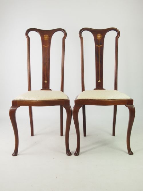 fig 1. Set 4 Edwardian Art Nouveau Dining Chairs