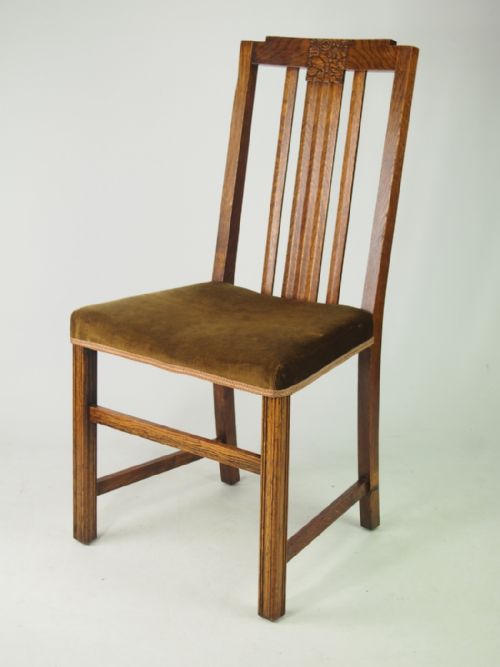 fig 1. Set 4 Art Deco Oak Dining Chairs