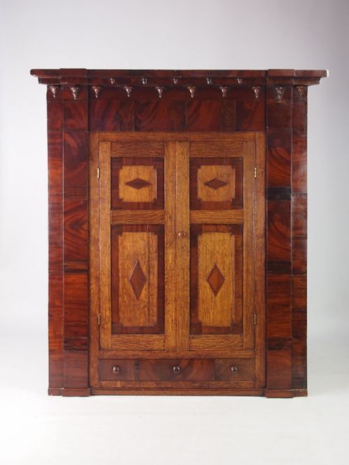 Large Georgian Oak & Mahogany Corner Cupboard