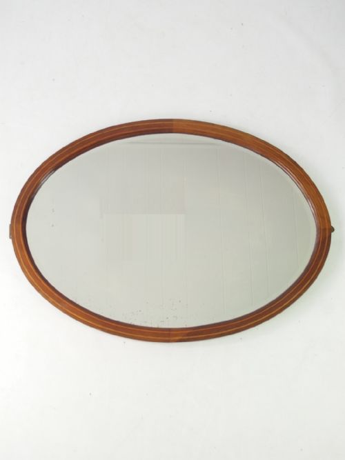 Edwardian Oval Mahogany & Inlaid Mirror