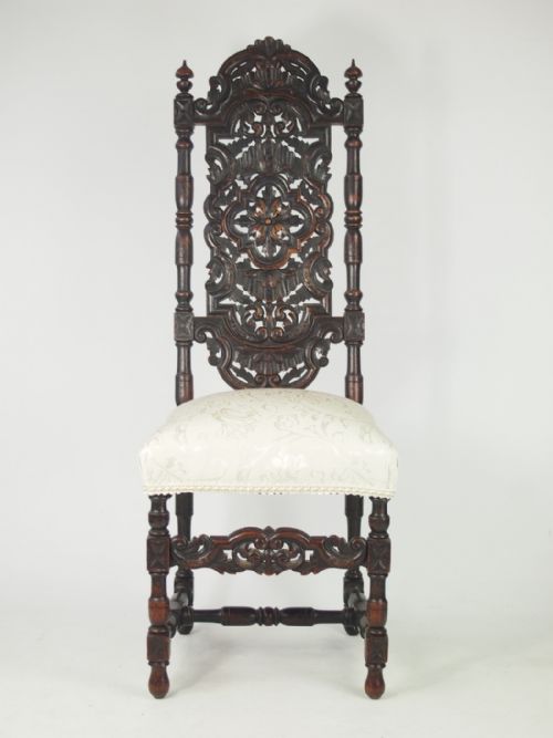 Tall Victorian Gothic Revival Oak Chair