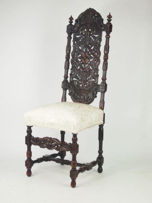 fig 1. Tall Victorian Gothic Revival Oak Chair