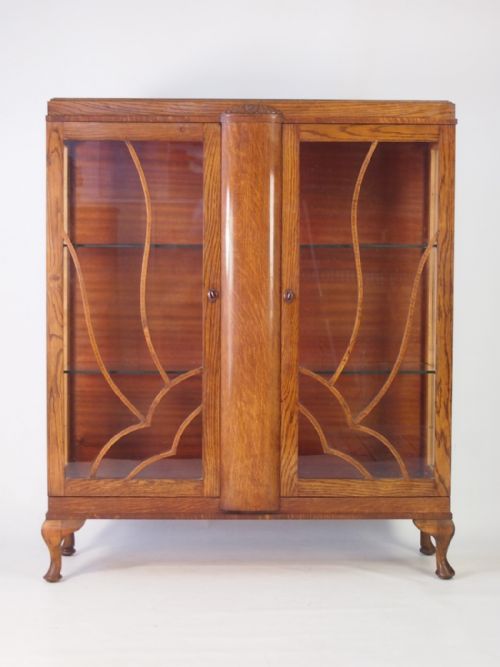 Art Deco Oak China Cabinet or Bookcase