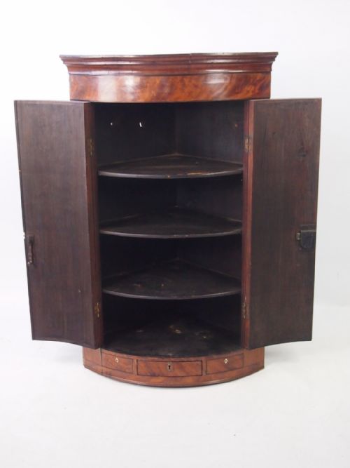 fig 1. Georgian Bow Fronted Mahogany Corner Cupboard