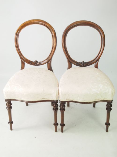 fig 1. Set 4 Victorian Walnut Balloon Back Chairs