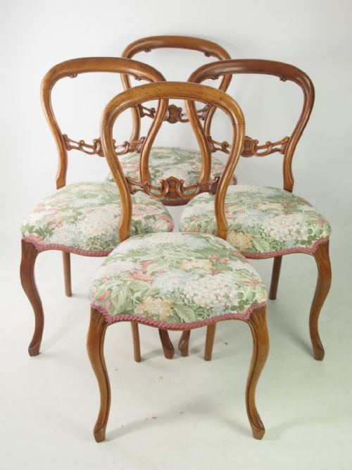 Set 4 Victorian Mahogany Balloon Back Chairs