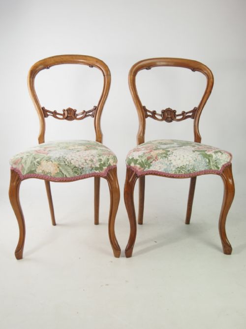 fig 1. Set 4 Victorian Mahogany Balloon Back Chairs