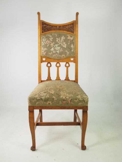 fig 1. Set 4 Edwardian Oak Arts Crafts Chairs
