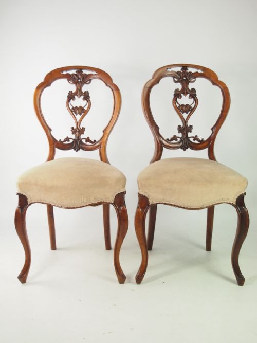 fig 1. Set 4 Victorian Walnut Balloon Back Chairs