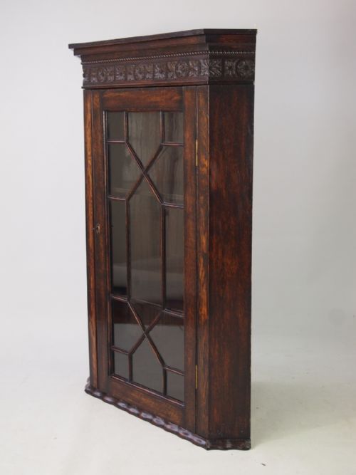 fig 1. Edwardian Astragal Glazed Oak Corner Cupboard