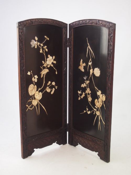 Meiji Period Shibayama Folding Fire Screen