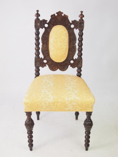 fig 1. Pair Antique Victorian Oak Gothic Chairs