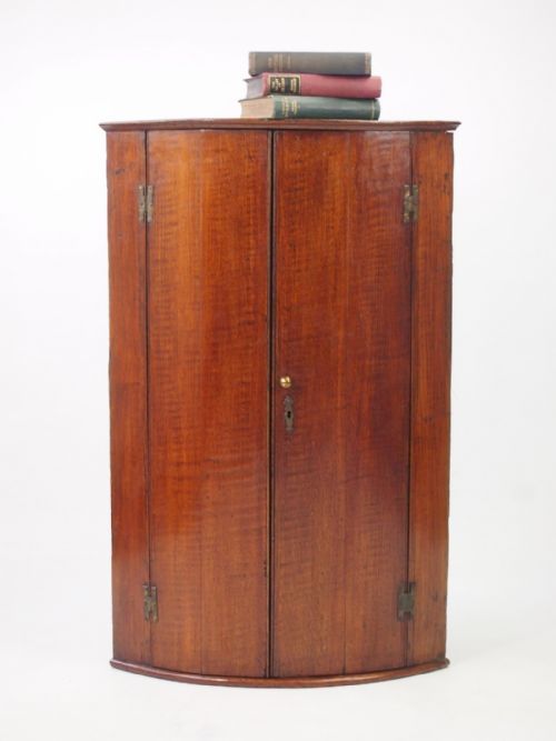 fig 1. Slim Georgian Bow Fronted Oak Corner Cupboard