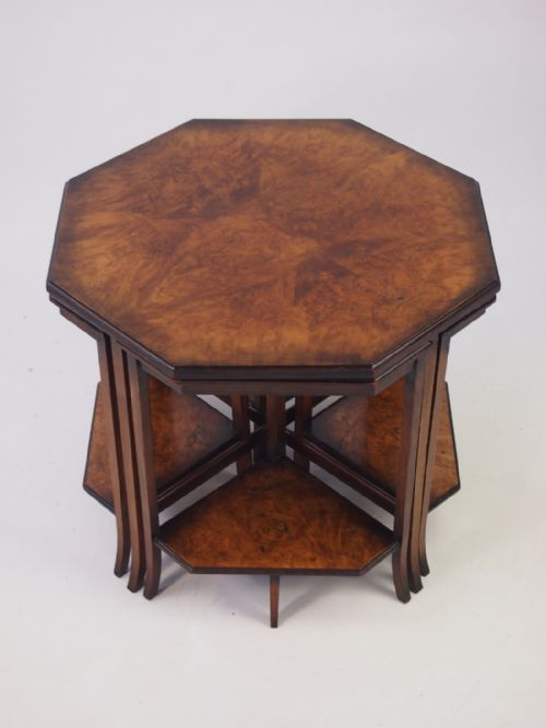 Nest of 5 Art Deco Walnut Tables