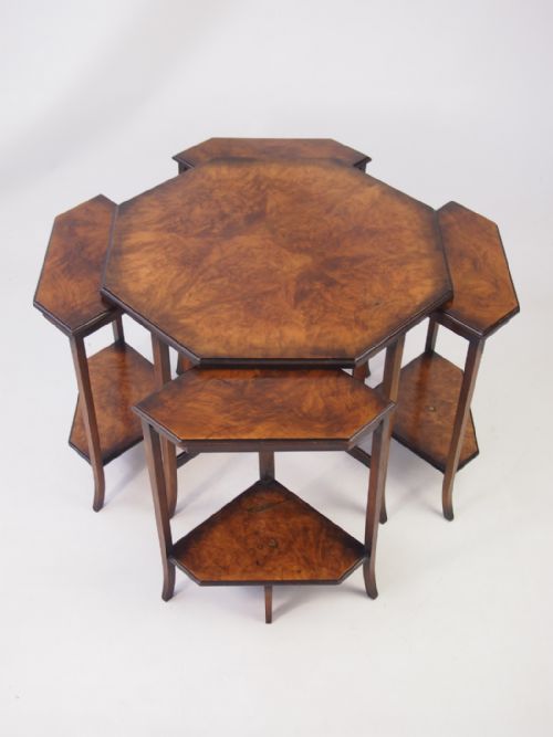 fig 1. Nest of 5 Art Deco Walnut Tables