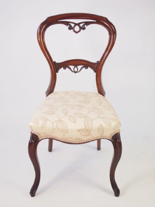 fig 1. Pair Antique Victorian Mahogany Balloon Back Chairs